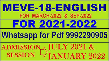 MEVE 18 Solved Assignment 2021-22 in ENGLISH,  Whatsapp For Pdf  9992290905.