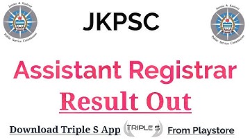 JKPSC Assistant Registrar Result Out || Download @TripleSClasses App
