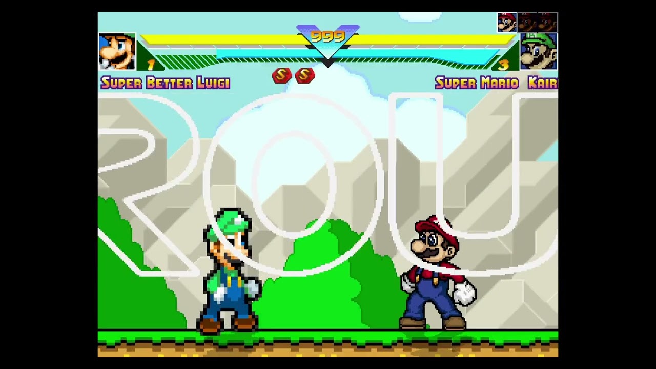 MUGEN: Super Better Luigi (me) vs. Super Mario and his AI patches