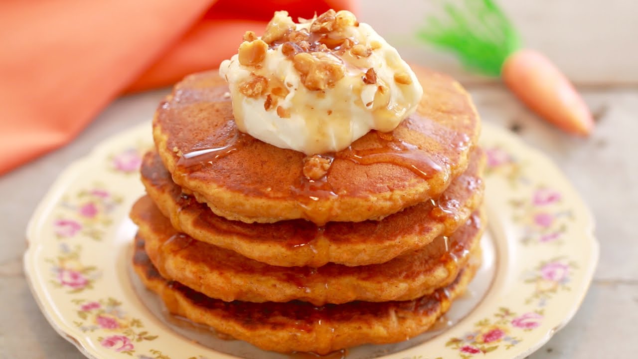 Carrot Cake Pancakes with Cream Cheese Frosting - Gemma