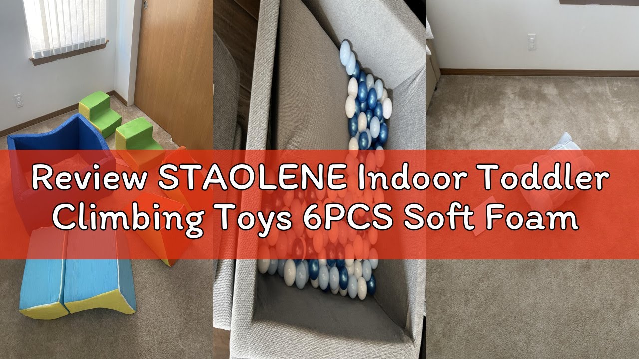 Review STAOLENE Indoor Toddler Climbing Toys 6PCS Soft Foam Climbing Blocks with Ball Pit Safe Crawl