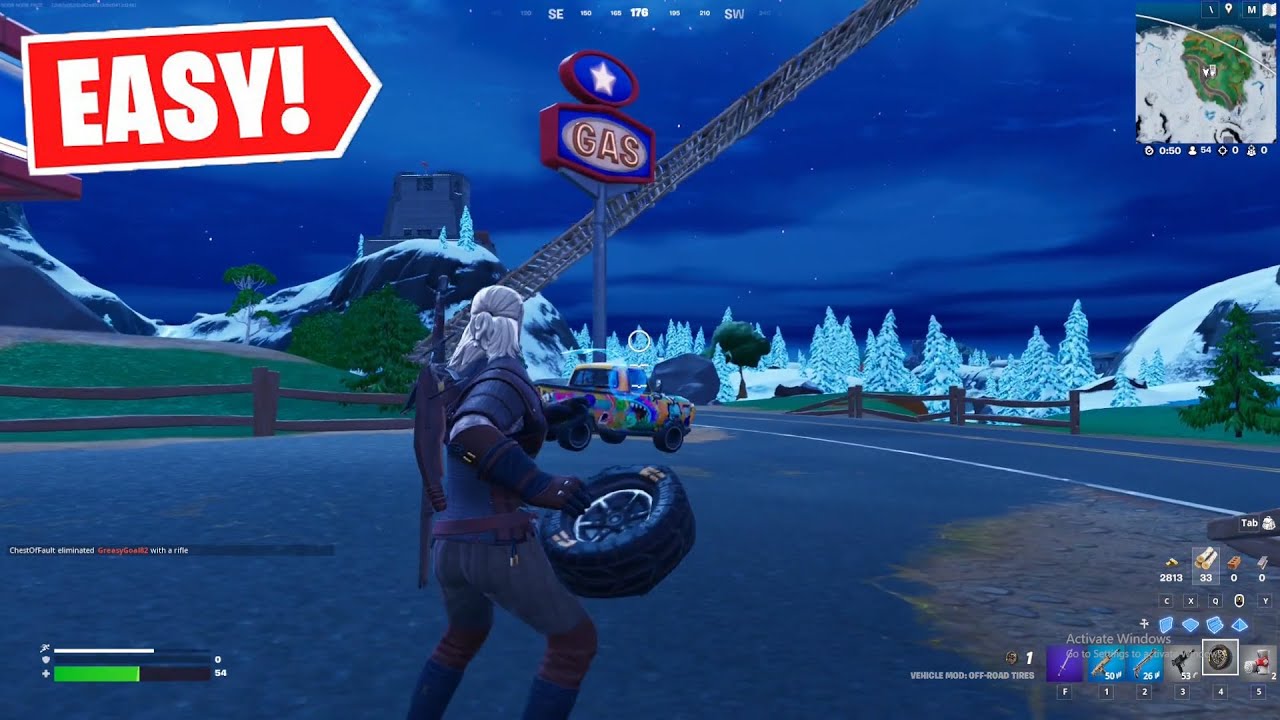 Throw OffRoad Tires and Flip an Overturned Vehicle (2) Fortnite X