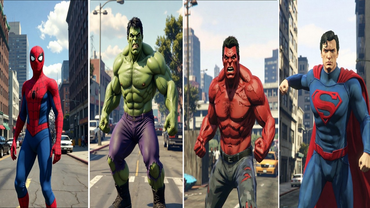 SUPERHERO MEGA BATTLE #31: SPIDER-MAN vs HULK vs RED HULK vs SUPERMAN ...