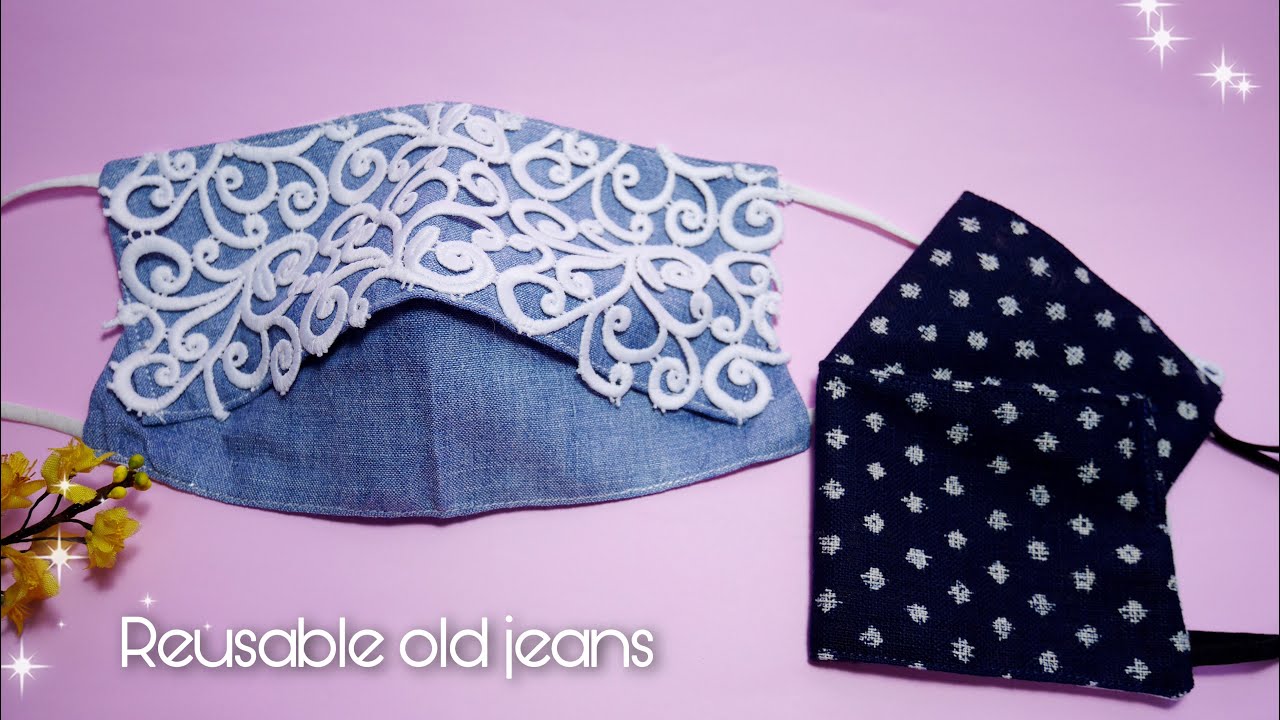Very easy face mask|reuse old jeans mask sewing fast & easy|mask making ideas|mascara|Maejam maaja
