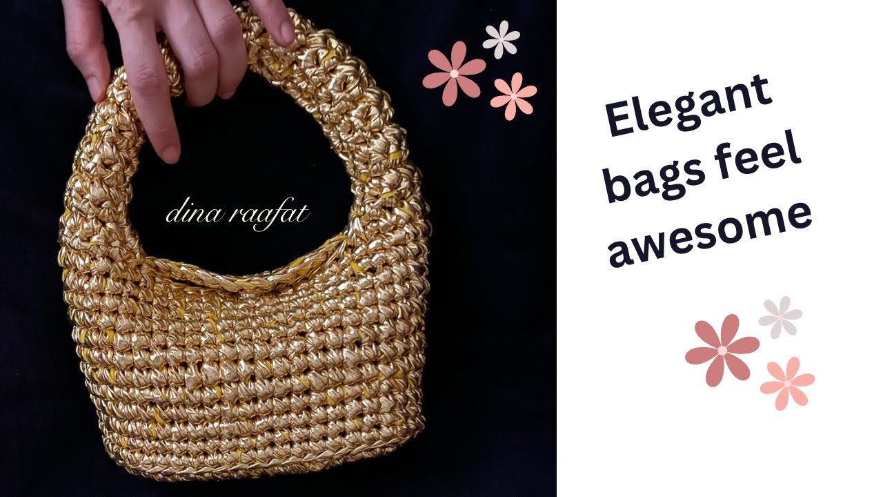 شنطه كروشيه رائعه بتصميم مميز_bolsa de crochet_crochet bag metallic