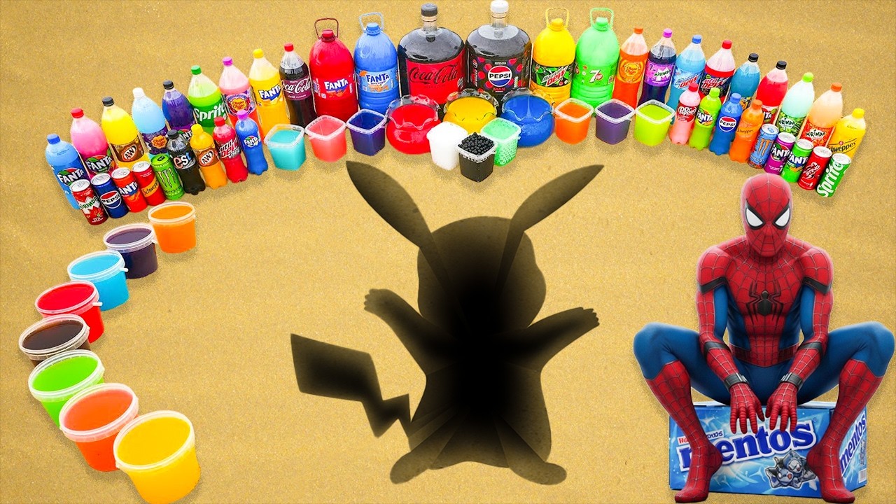 Как сделать гигантского Пикачу из Человека-паука, Mountain Dew, Fanta, Pepsi, Fanta и Coca-Cola п...