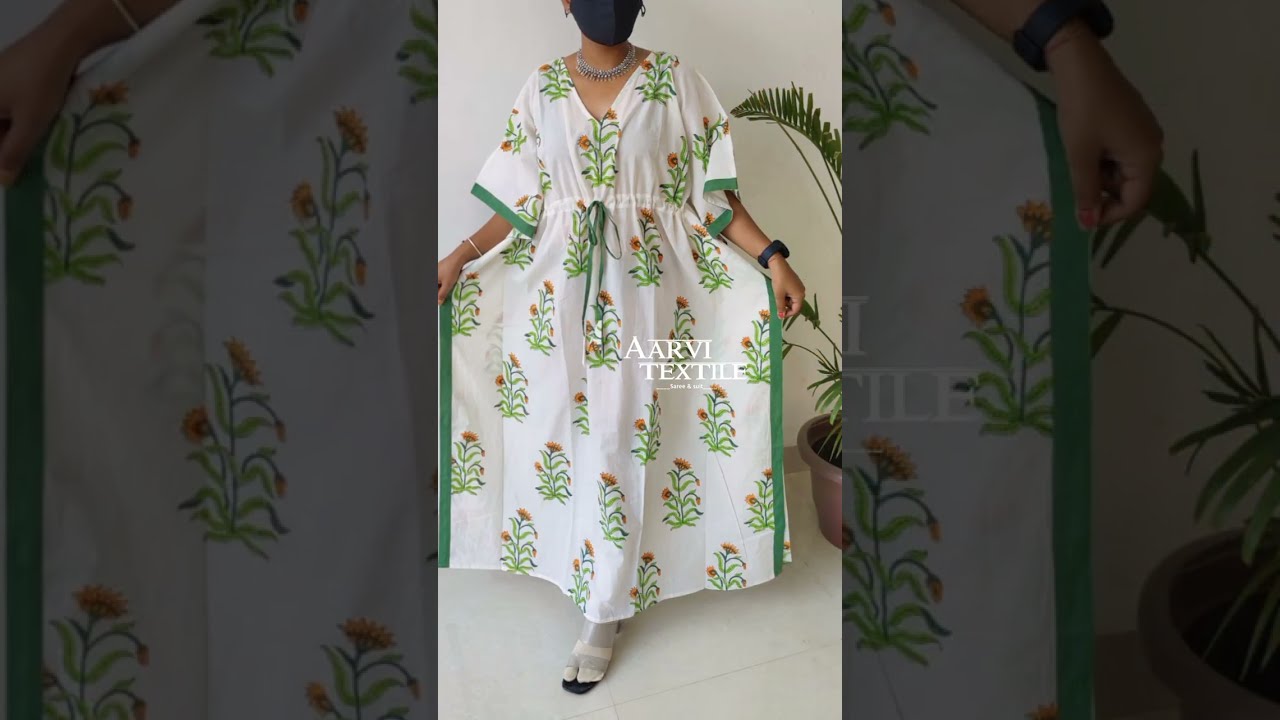 Exclusive New Summer Collection Pure Hand✋Block Printed Long  kaftans Dress 