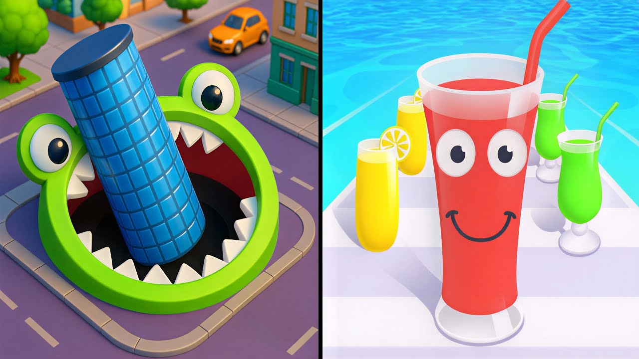 Hole I.O vs Juice Run Max Levels Unlocked Speedrun Gameplay