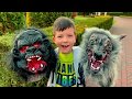 Mom and Den play Hide and Seek with Halloween Masks