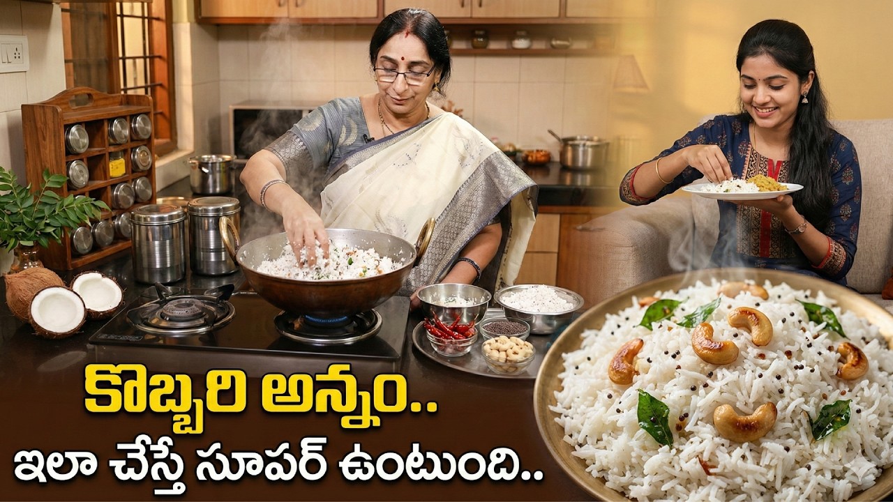 Tasty Kobbari Annam at Home 😍 | Coconut Rice Recipe Telugu | Lunch Box Special | Ramaa Raavi