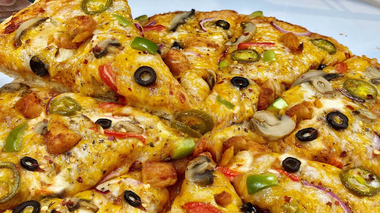 Chicken Supreme Pizza - Step by step easy & quick recipe, no knead dough! Best Fajita Pizza at Home