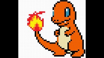 How to Create Charmander in Pixel Art #pixelart #excel #pixel #pokemon #charmander