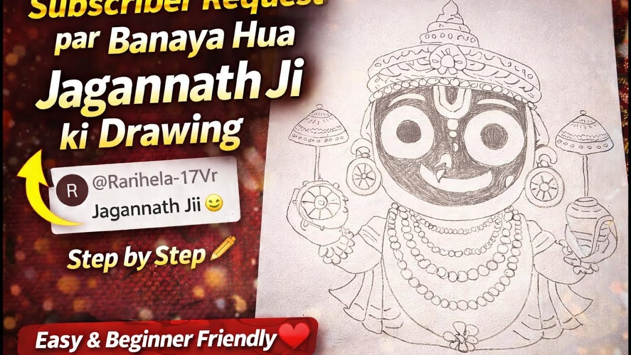 Subscriber Request 🙏 Jagannath Ji Drawing | Easy Step by Step | Pencil Sketch