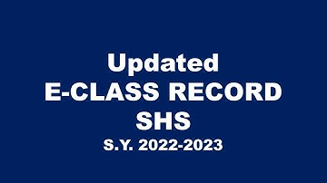 E-CLASS RECORD UPDATED - SHS