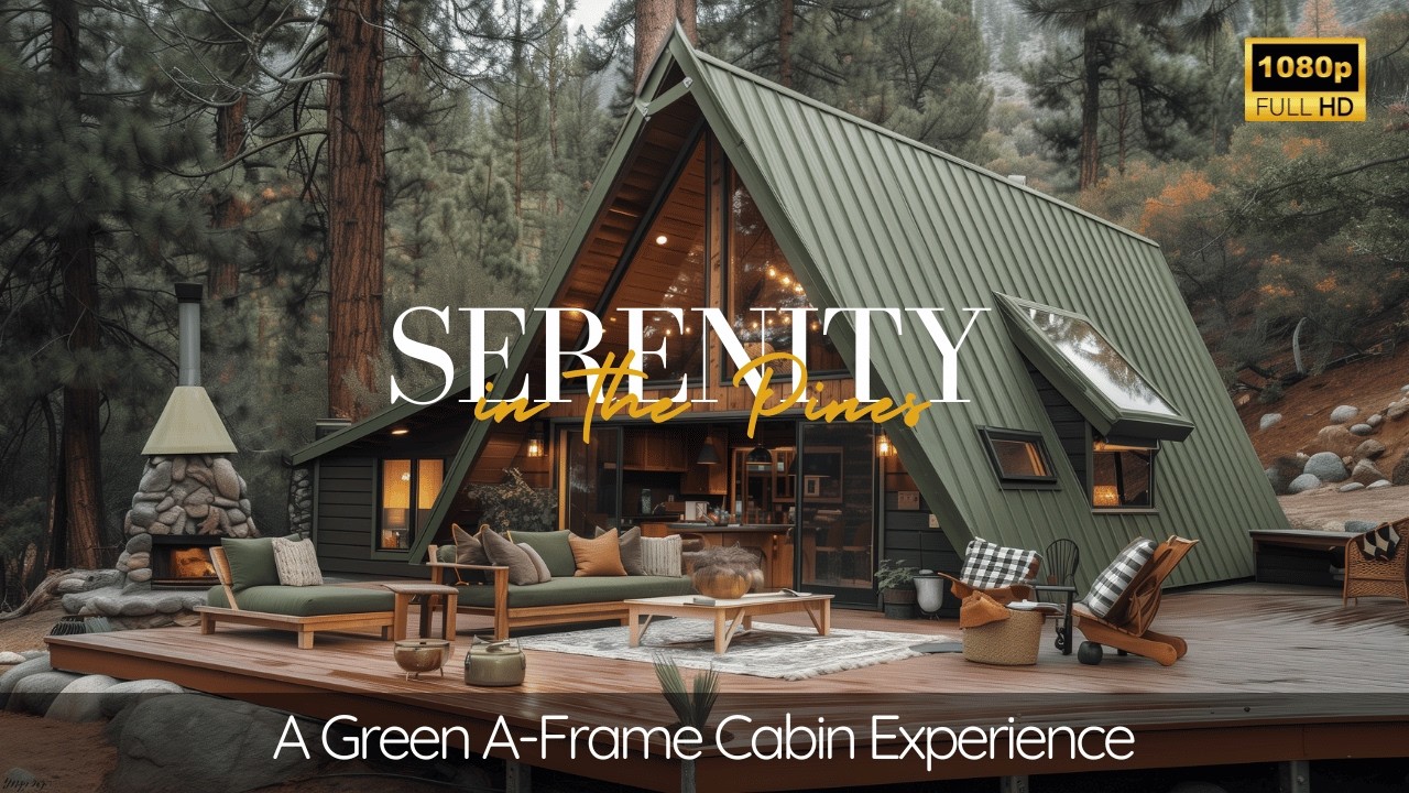 Serenity in the Pines: A Green A-Frame Cabin Experience.
