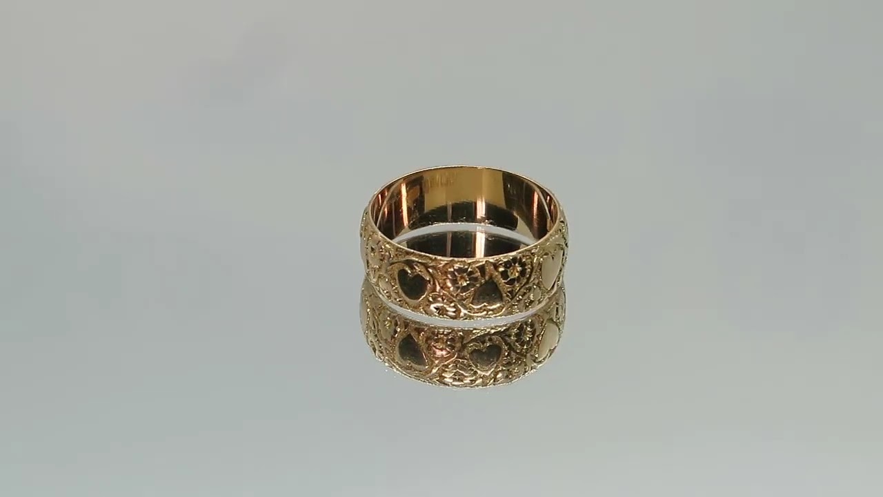 1901 Antique Victorian Wedding Ring / Band In 18ct Engraved Gold - Amberjill