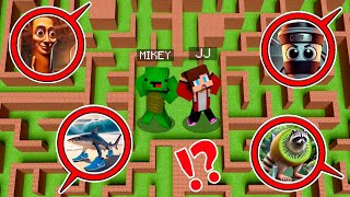 Mikey and JJ Security House in Maze vs 1000 Italian Brainrots in Minecraft - Maizen