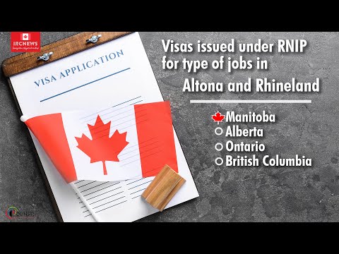 Visas issued under RNIP for type of jobs in Altona and Rhineland, Manitoba