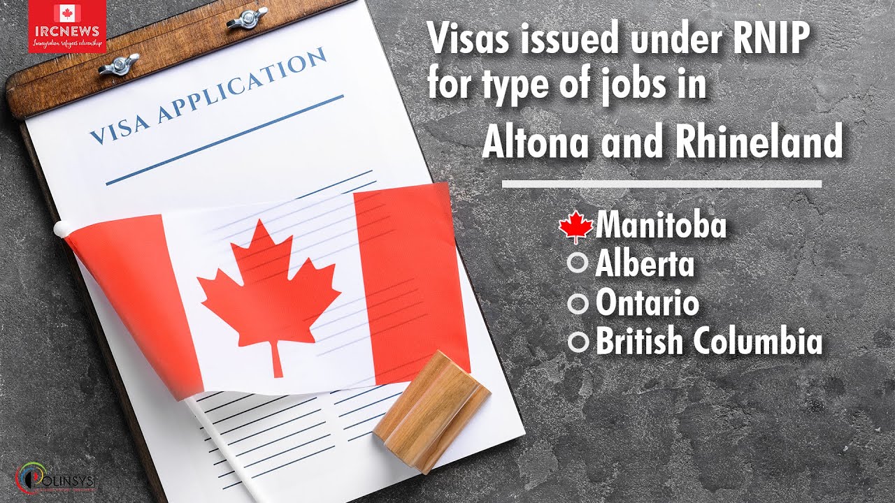 Visas issued under RNIP for type of jobs in Altona and Rhineland, Manitoba