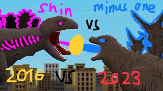 SHIN vs MINUS ONE (remake not a mini movie) battle of the godzillas (sticknodes animation)