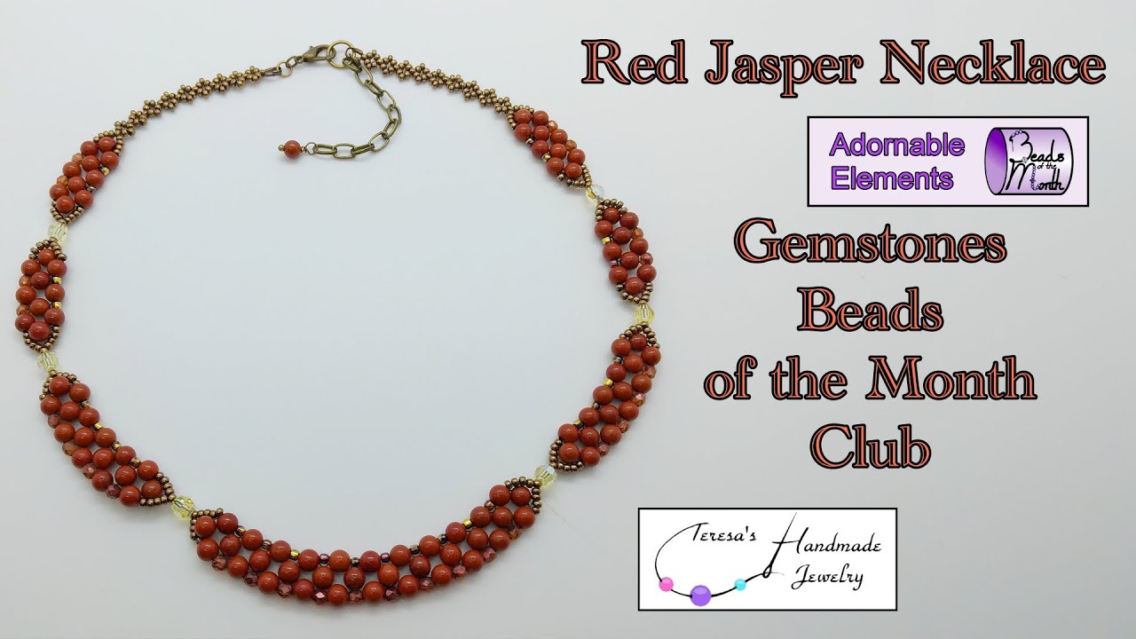 Red Jasper Necklace | Adornable Elements Gemstones Beads of the Month Club 