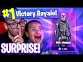 SURPRISING MY 9 YEAR OLD BROTHER WITH *RARE* SKULL TROOPER SKIN! *HE FREAKED OUT* FORTNITE SOLO!