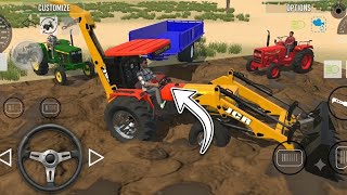Tractor Game New Update | JCR Backhoe vs Stuck Tractor Offroad Challenge 🔥🚜 screenshot 3