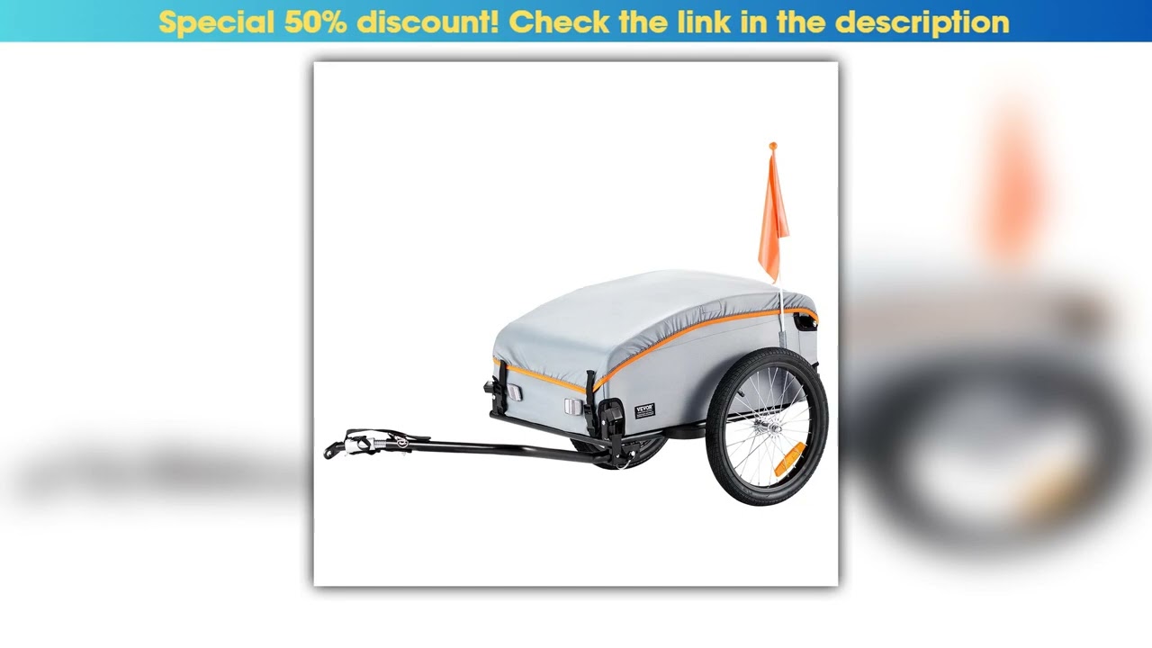 SucceBuy 100lbs Bike Cargo Trailer Foldable Bicycle Wagon Cart with Waterproof Cover Safe