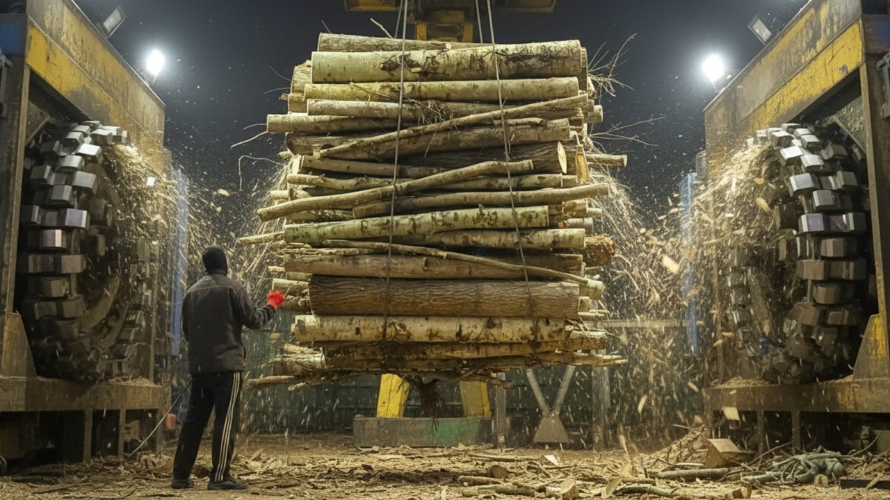 INSANE Night Shift in Wood Chips Production.