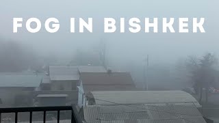 Snow-white fog in Bishkek