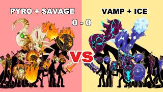 Pyroblaze + Savage vs Vamp + Ice - Costume Combination Battle | Stick War Legacy screenshot 1
