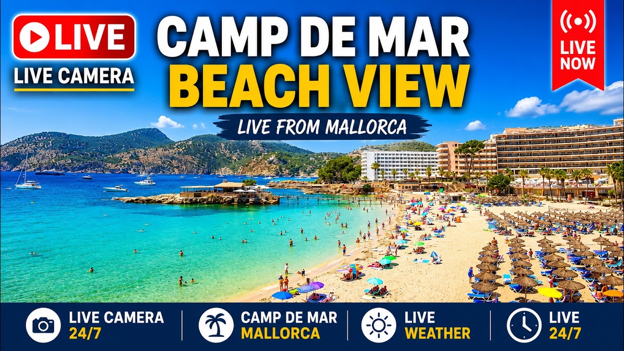🌞 Mallorca Webcam Camp de Mar Beach Live 24/7 4K UHD #balearicislands #Sunset #Travel #beachvibes