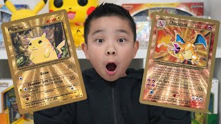 GOLD CHARIZARD and PIKACHU RARE Pokemon Cards CalvinCKN