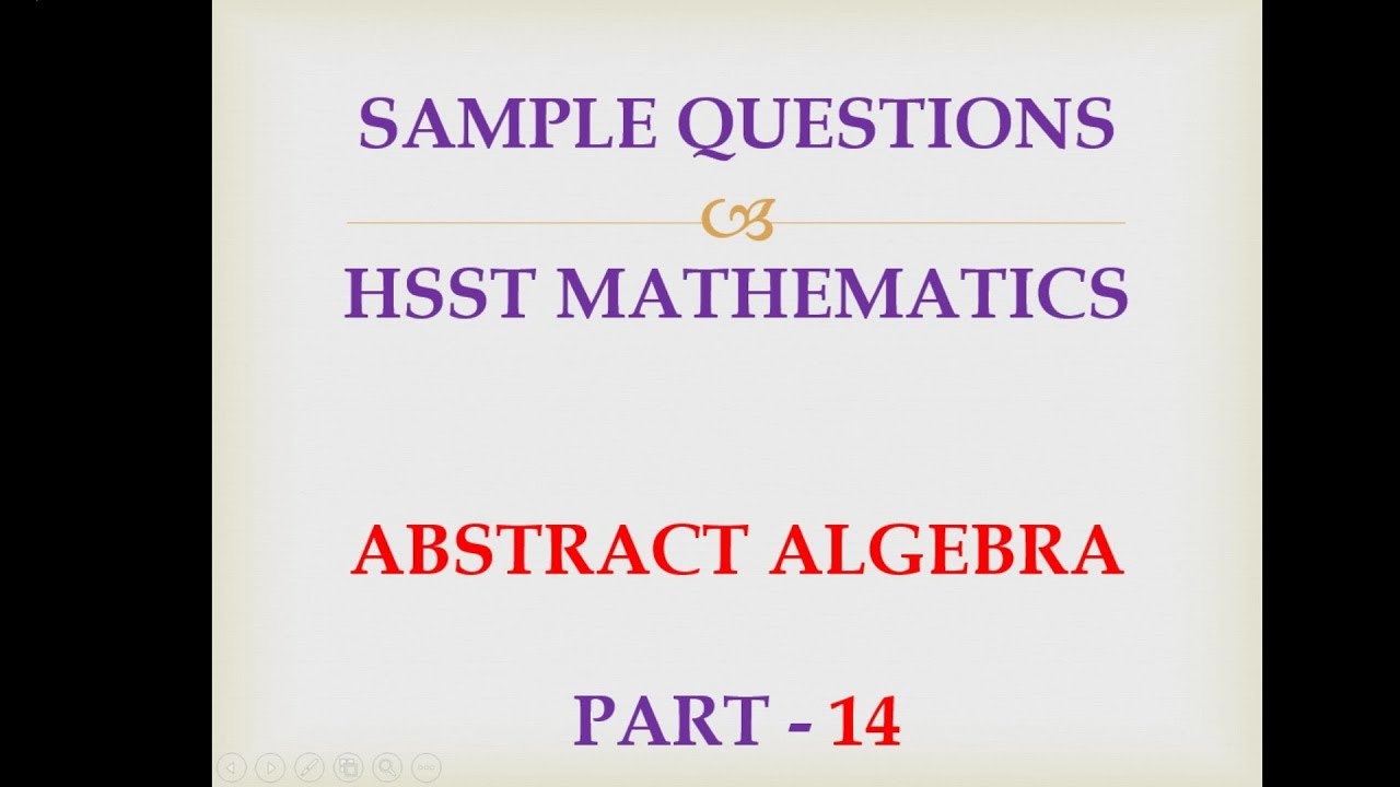 Set / Hsst mathematics sample questions  Abstract Algebra part 14