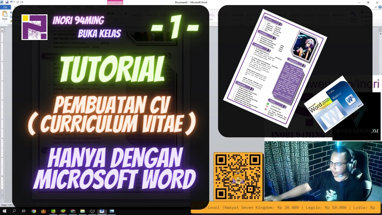 Cv Tutorialg Program TUTORIAL PEMBUATAN CURRICULUM VITAE ( CV ) UNTUK PEMULA HANYA DENGAN ...