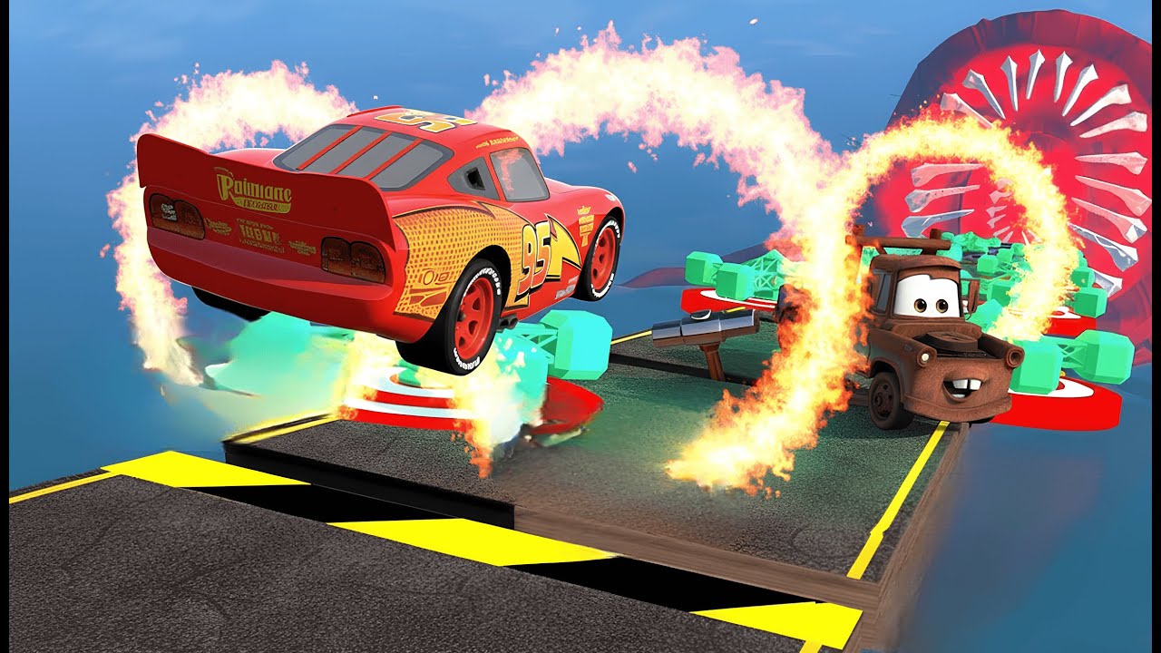 Popular Pixar Cars VS Various Obstacles | BeamNG.drive