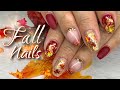 Burgundy Fall Nail | Hard/Builder gel nails tutorial | Fall Autumn nail design