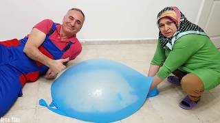 Ayşe&#39;s Giant Slime Buble &amp; Kerem With Ayşe Huge Slime Buble Entertainment Funny Video &amp;2,