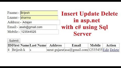 insert update delete in gridview in asp.net with c# in hindi