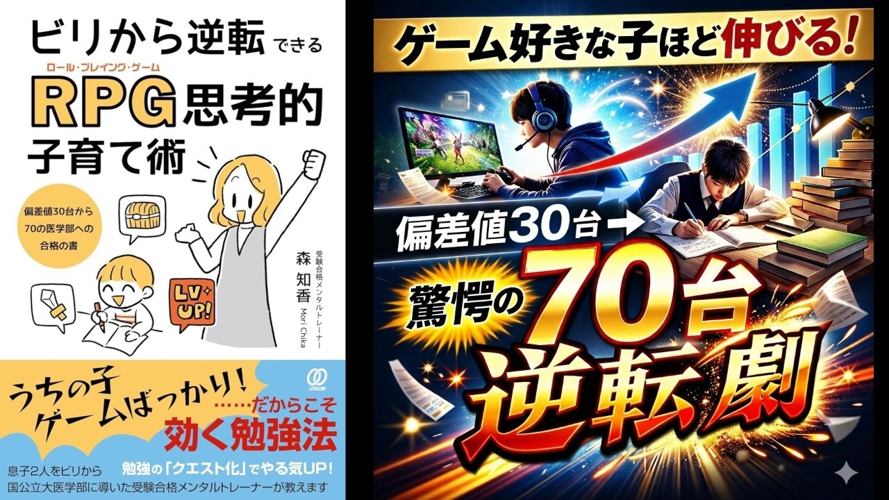【本の解説】 ビリから逆転できるRPG（ロール・プレイング・ゲーム）思考的子育て術　偏差値30台から70の医学部への合格の書