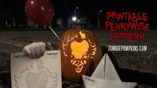Pennywise (2017) Pumpkin Pattern by ZombiePumpkins.com