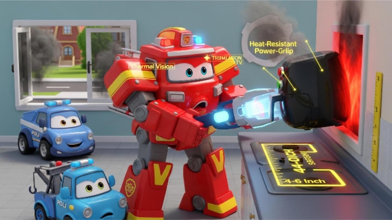 Air Fryer Safety for Kids: The Overheating Emergency │ Robocar Poli Rescue Team 🚒 │