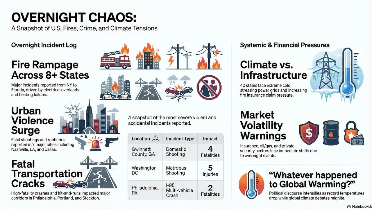 “USA Overnight Emergency: Multiple Fires, Mass Shootings, Extreme Cold Wave & Trump Sparks Debate”