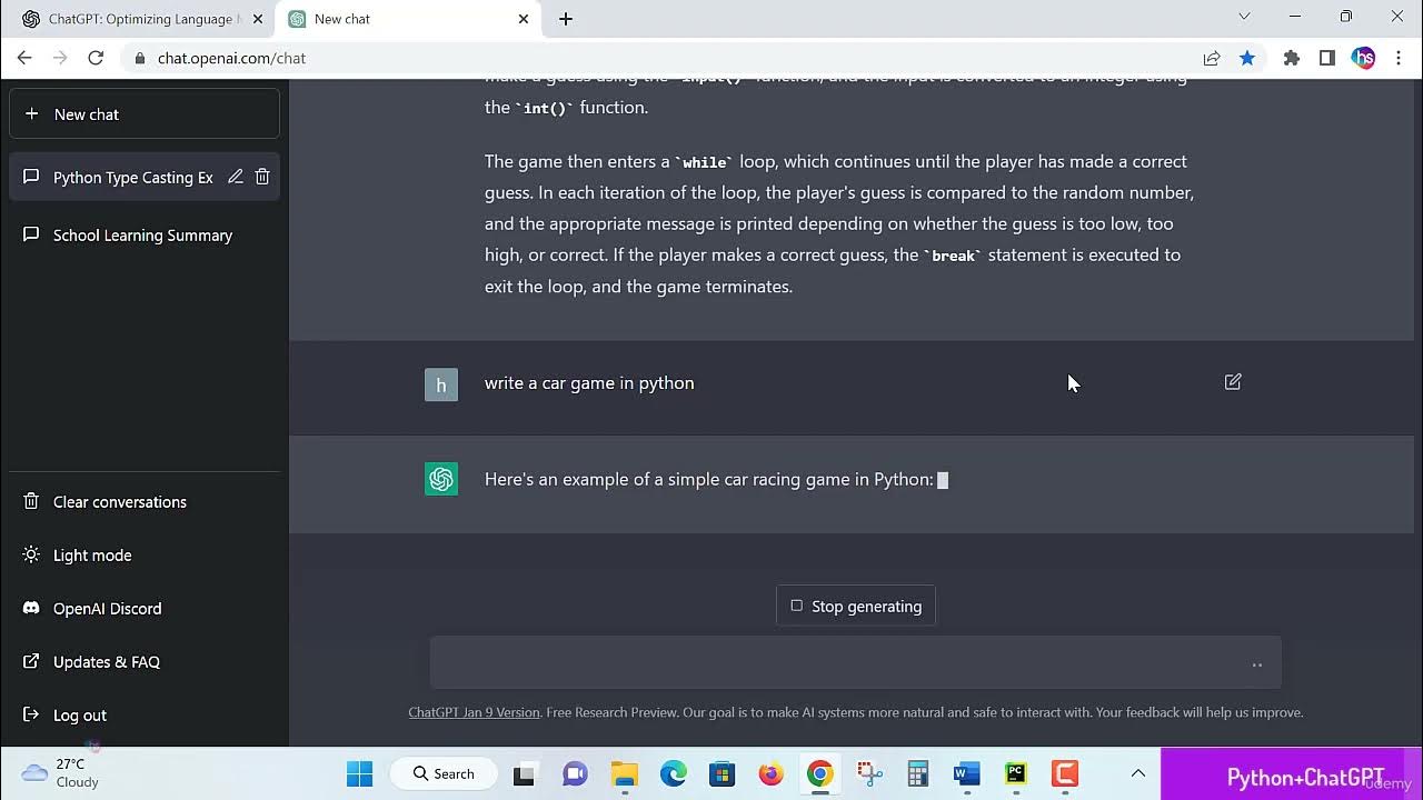 use ChatGPT OpenAi to learn Python 02 Use ChatGPT to write a Car racing