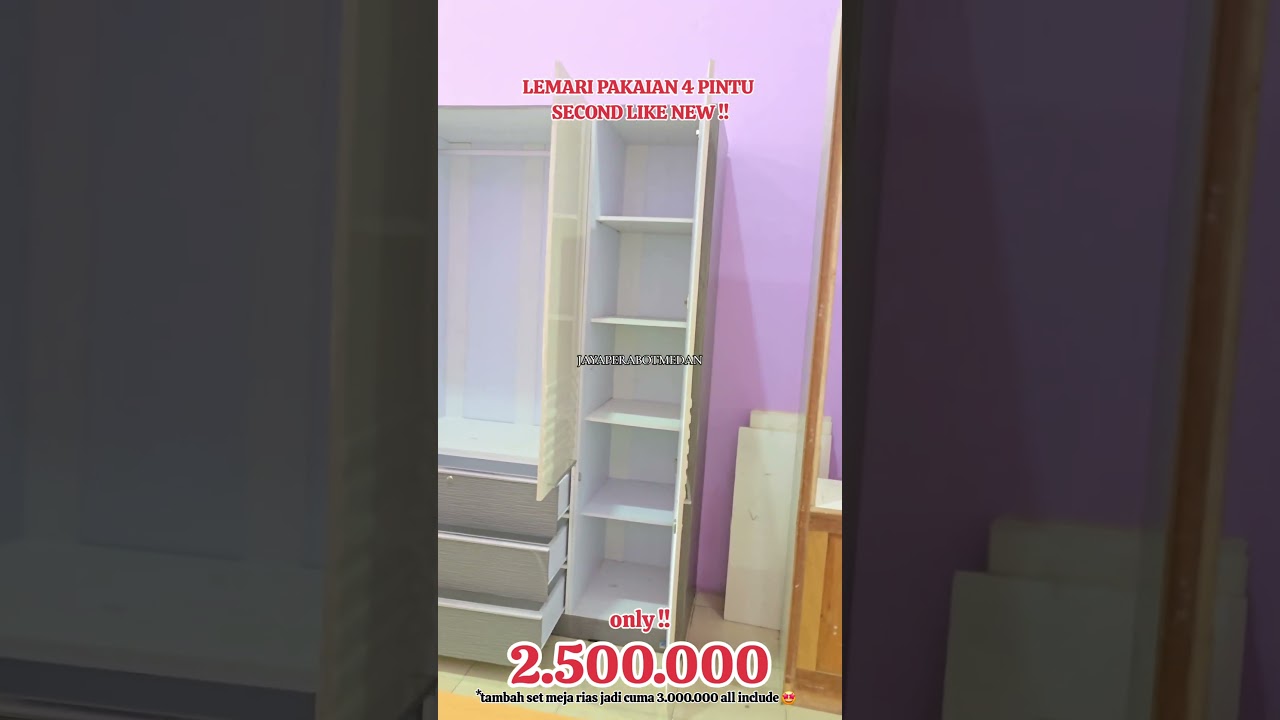 LEMARI PAKAIAN SECOND LIKE NEW MEDAN HANYA 2.500.000 TAMBAH 500.000 DAPATKAN SET MEJA RIAS! 