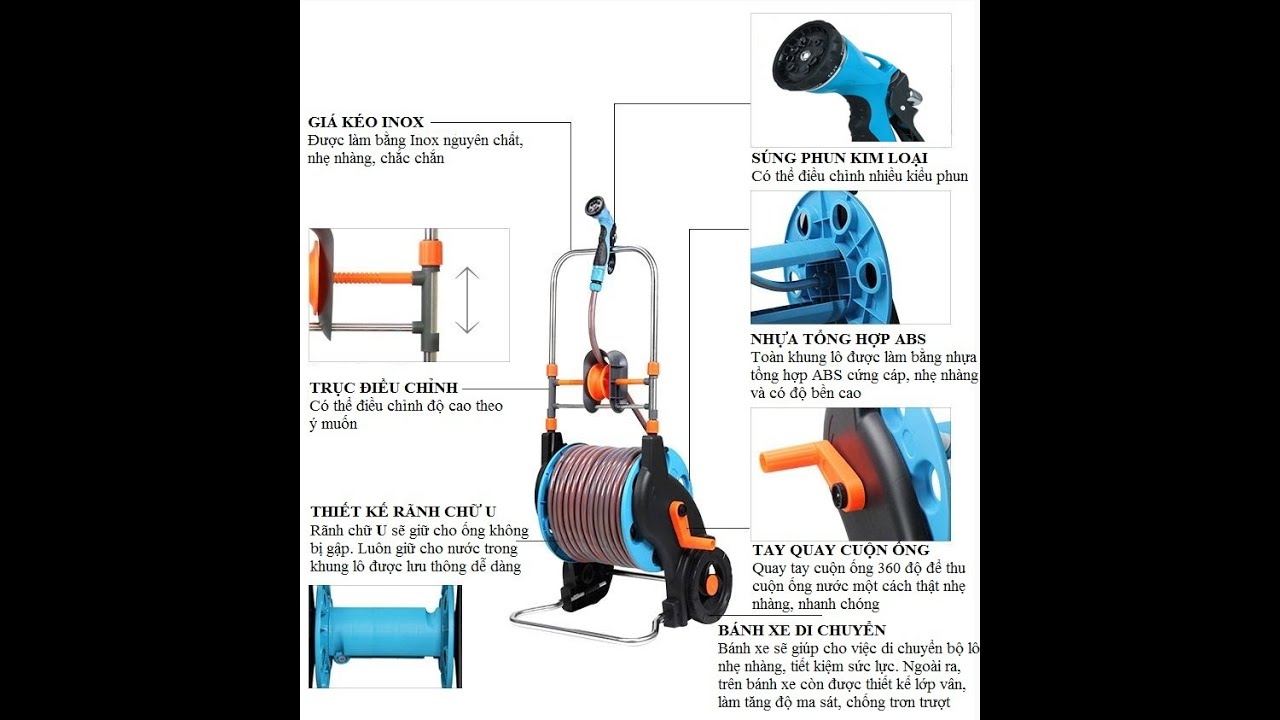 Bộ Rulo Cuộn Dây Tưới Nước Và Vòi Tưới Tăng Áp Của Lionking, Dài 20-50m ...