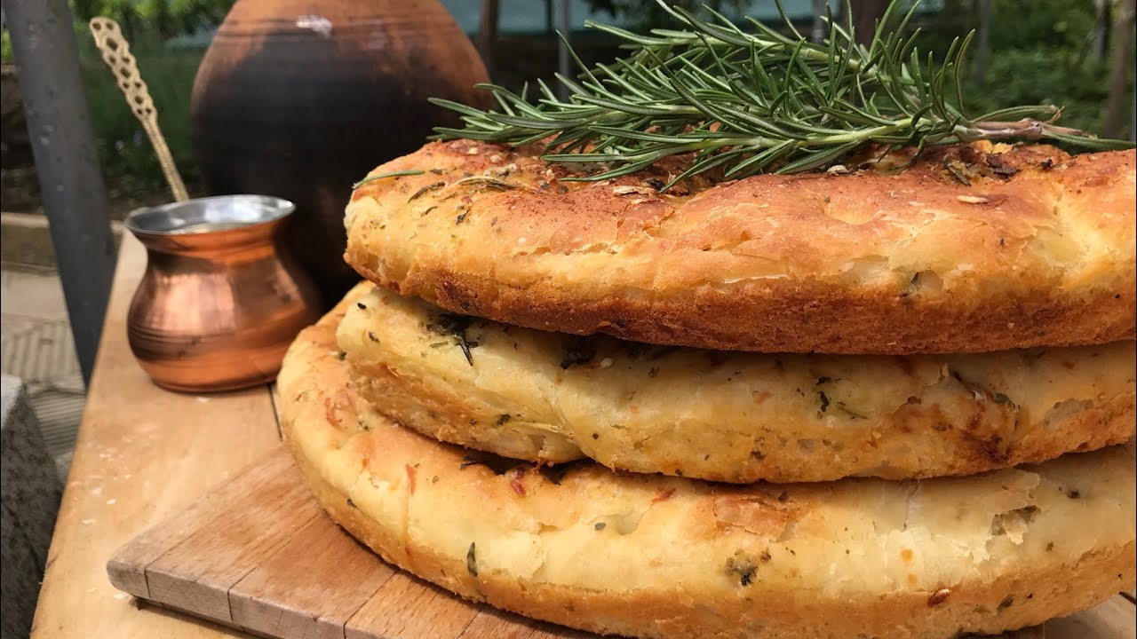 Лесен домашен хляб  без месене - Фокача  по градинарски