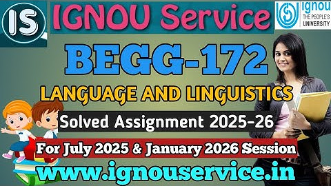 IGNOU BEGG-172 Solved Assignment 2025-26 For July 2025 and January 2026 Session