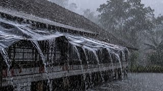 SUPER Heavy Rain on Tile Roof in Peaceful Village ⛈️ | Powerful Thunder & Sleep Instantly