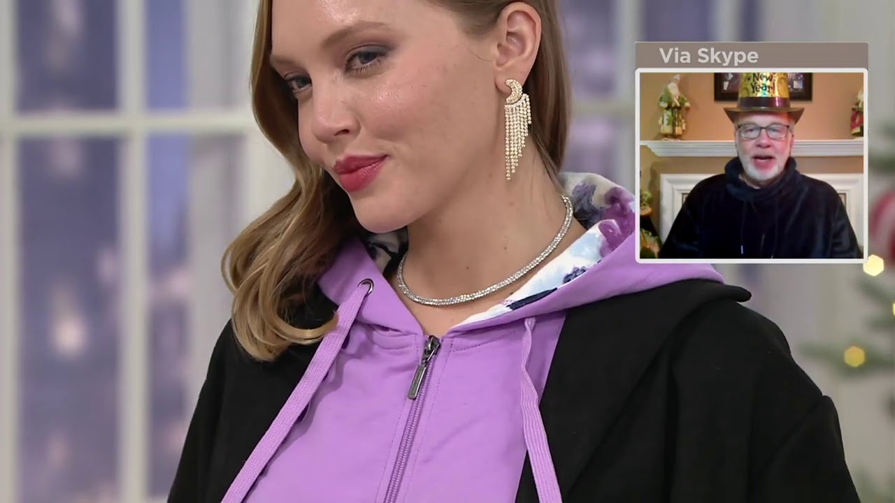 Denim & Co. Active French Terry Zip-Up Jacket w/ Printed Hood on QVC